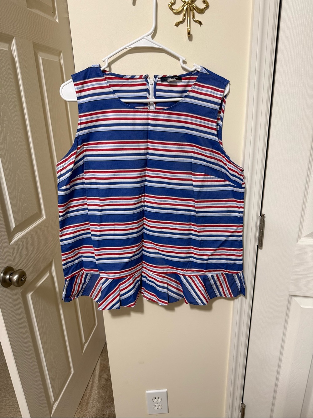 Tommy Hilfiger Red, White & Blue Striped Sleeveless Top